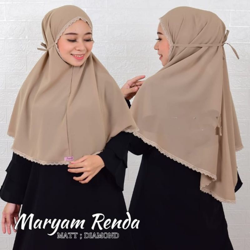 bergo Maryam renda atas bawah/bergo renda atas bawah