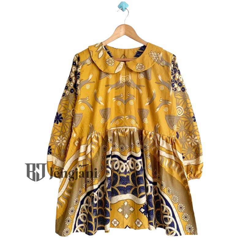 Blouse Batik Ameena | Blus Batik Abstrak | Baju Wanita Seragam Kerja Kekinian