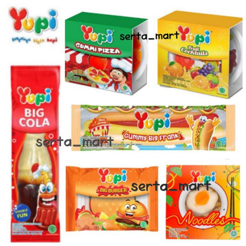 

Yupi Gummy Candies 23gr - Yupi Permen Jelly Cola / Burger / Pizza / Big Frank