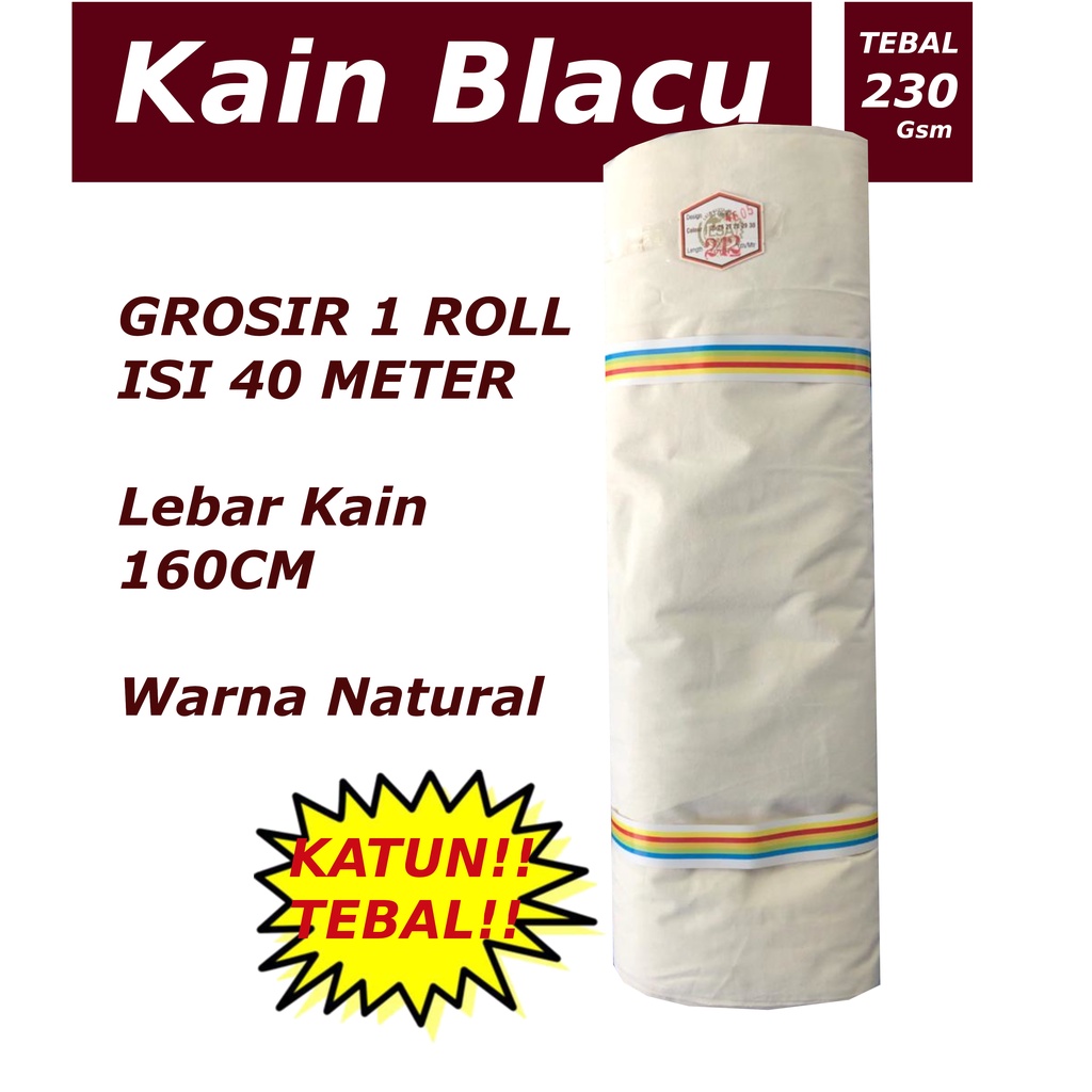 Kain Blacu Belacu Blaco Katun Tebal 230Gsm Lebar 160cm Grosir Per roll