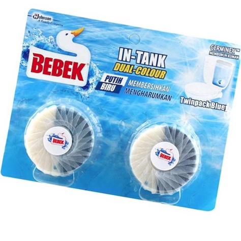 Bebek In-Tank Dual Colour 2pcs Pembersih Kloset Sibiru Twinpack Putih Biru Bebek Duck in Tank 2 Warna Putih Biru Penghilang Bau Closet