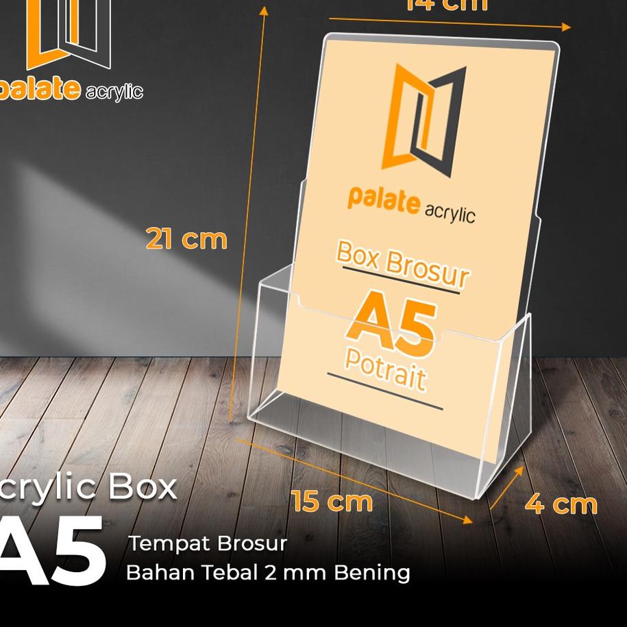 

Ready☍ RAK / TEMPAT BROSUR BROCHURE ACRYLIC / AKRILIK BROSUR BOX A5 76