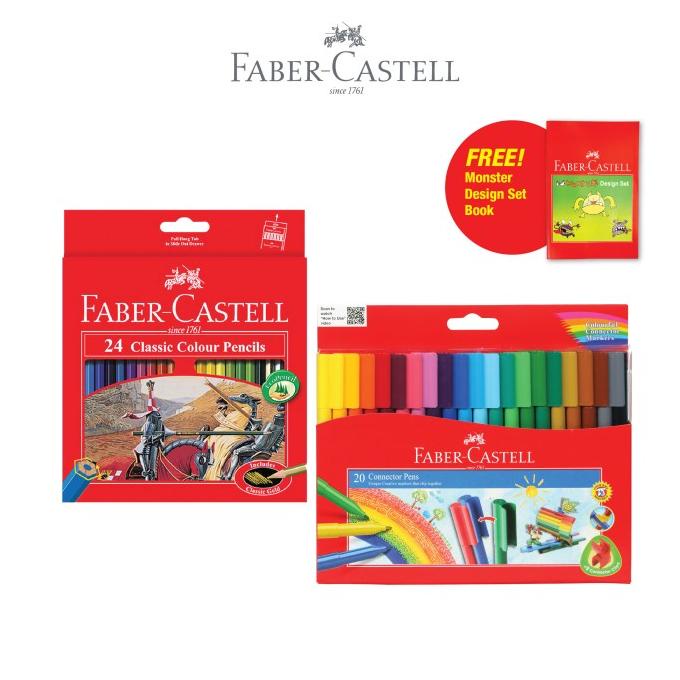 

Faber-Castell Pensil Warna set24 & Connector Pen 20 Free Buku Mewarnai