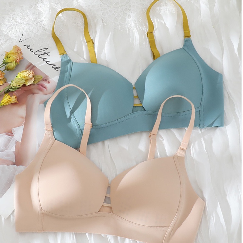 TUTULADY Bra Tanpa Kawat Busa Tipis Bahan Lembut Belakang Sutra Es Sejuk Dipakai Untuk Cup A/B/C Satu Size