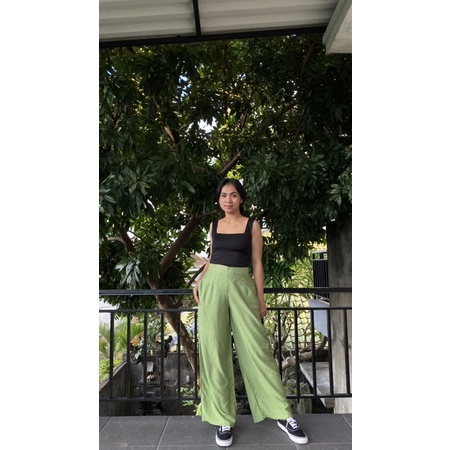 Jennie HW Kulot Basic Rayon Celana Panjang Wide Leg Pants Loose Korean Style