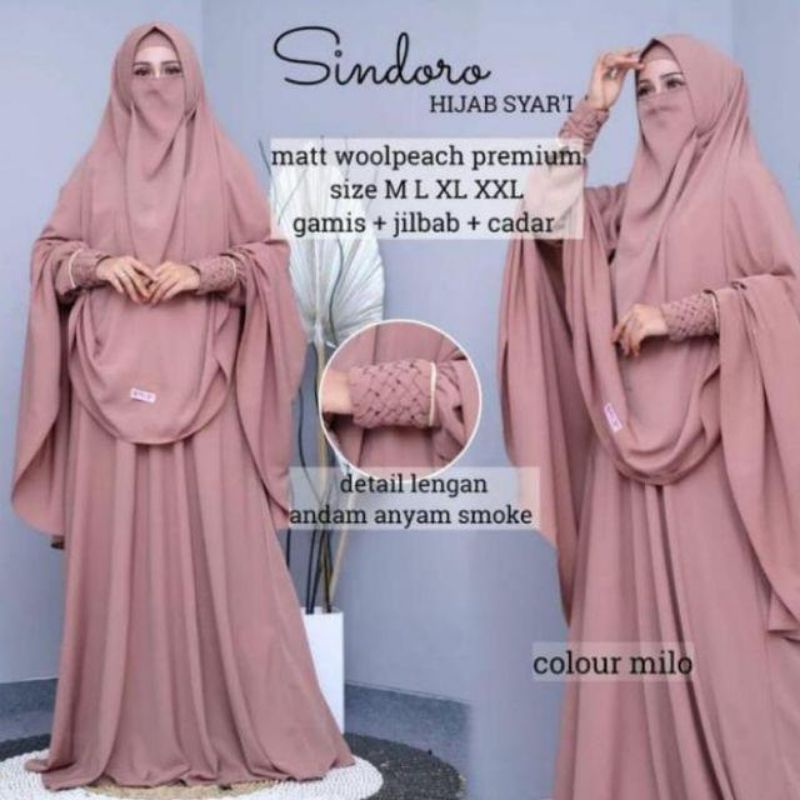 Gamis Set Khimar Syari Jilbab Kerudung Cadar Sindoro Original
