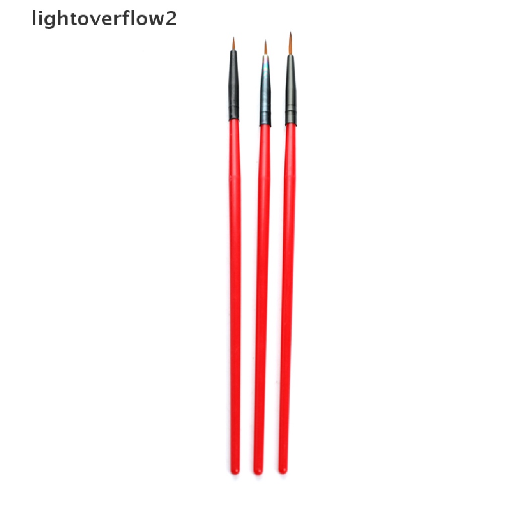 (lightoverflow2) 3pcs / Set Brush Pen Liner Tipis Untuk Gambar Hiasan Nail Art Diy