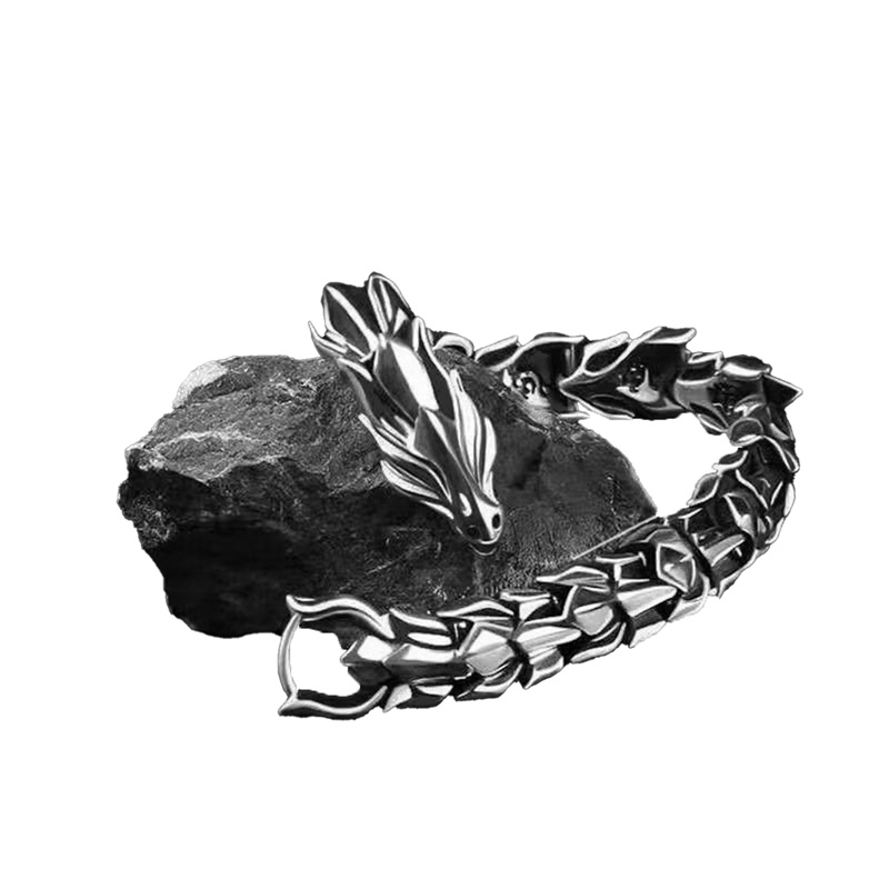 Fancyqube Gelang Rantai Desain Kepala Naga Lebar 11.8mm Gaya Vintage Untuk Pria Dan Wanita