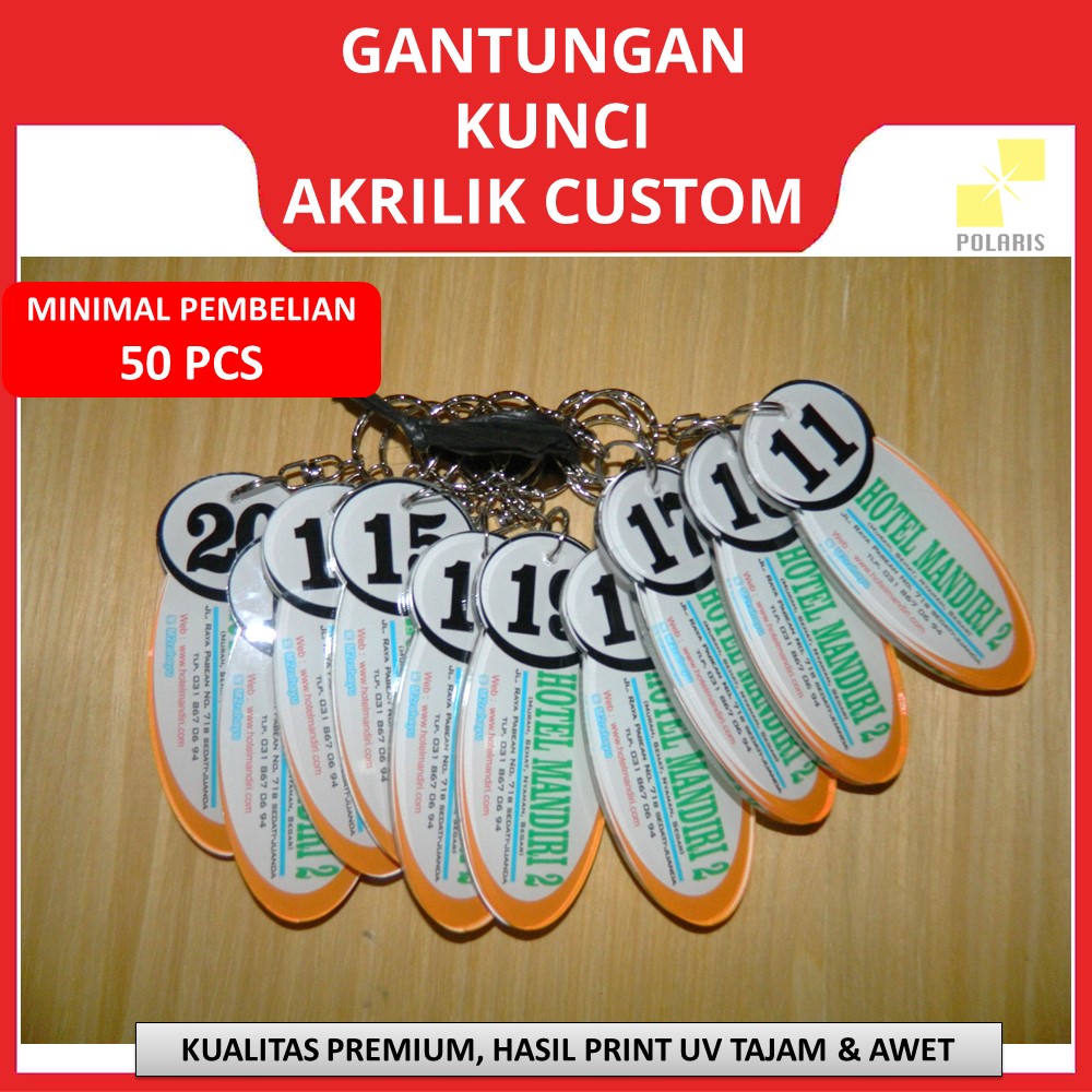 GANTUNGAN KUNCI AKRILIK CUSTOM PRINT UV - KEYRING ACRYLIC KAMAR HOTEL MEDIA PROMOSI PEMILU PILKADA - KEYCHAIN CETAK FOTO KARAKTER IDOL