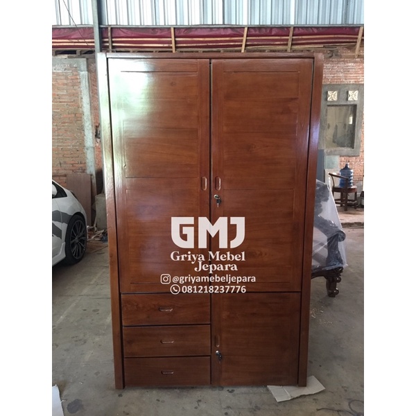 lemari pakaian minimalis kayu jati jepara