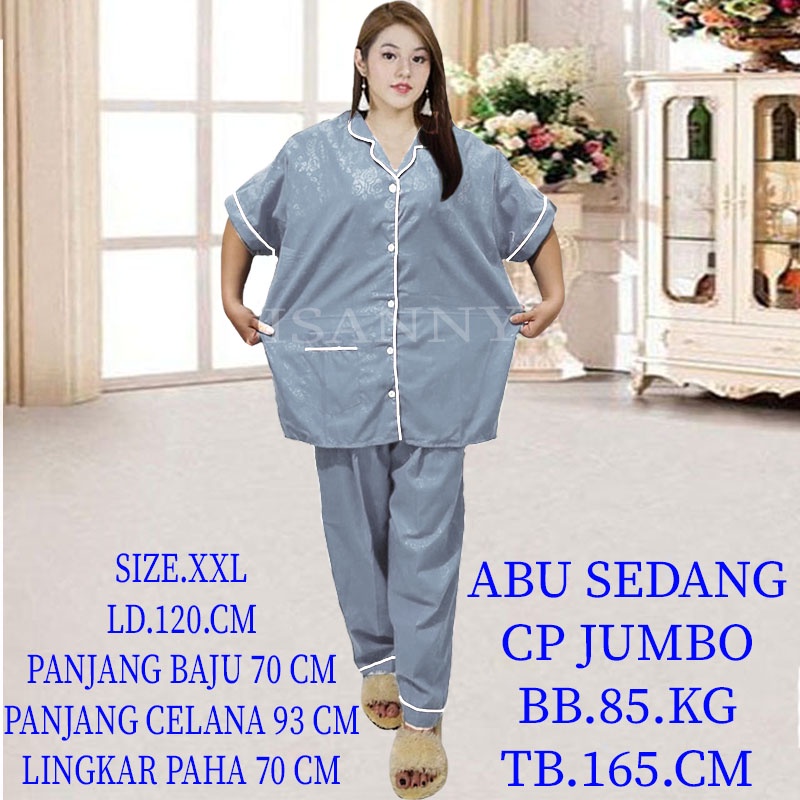 ISANNY PIYAMA SET JUMBO SIZE.XXL/PIYAMA SATEN EMBOS/PYAMA DEWASA