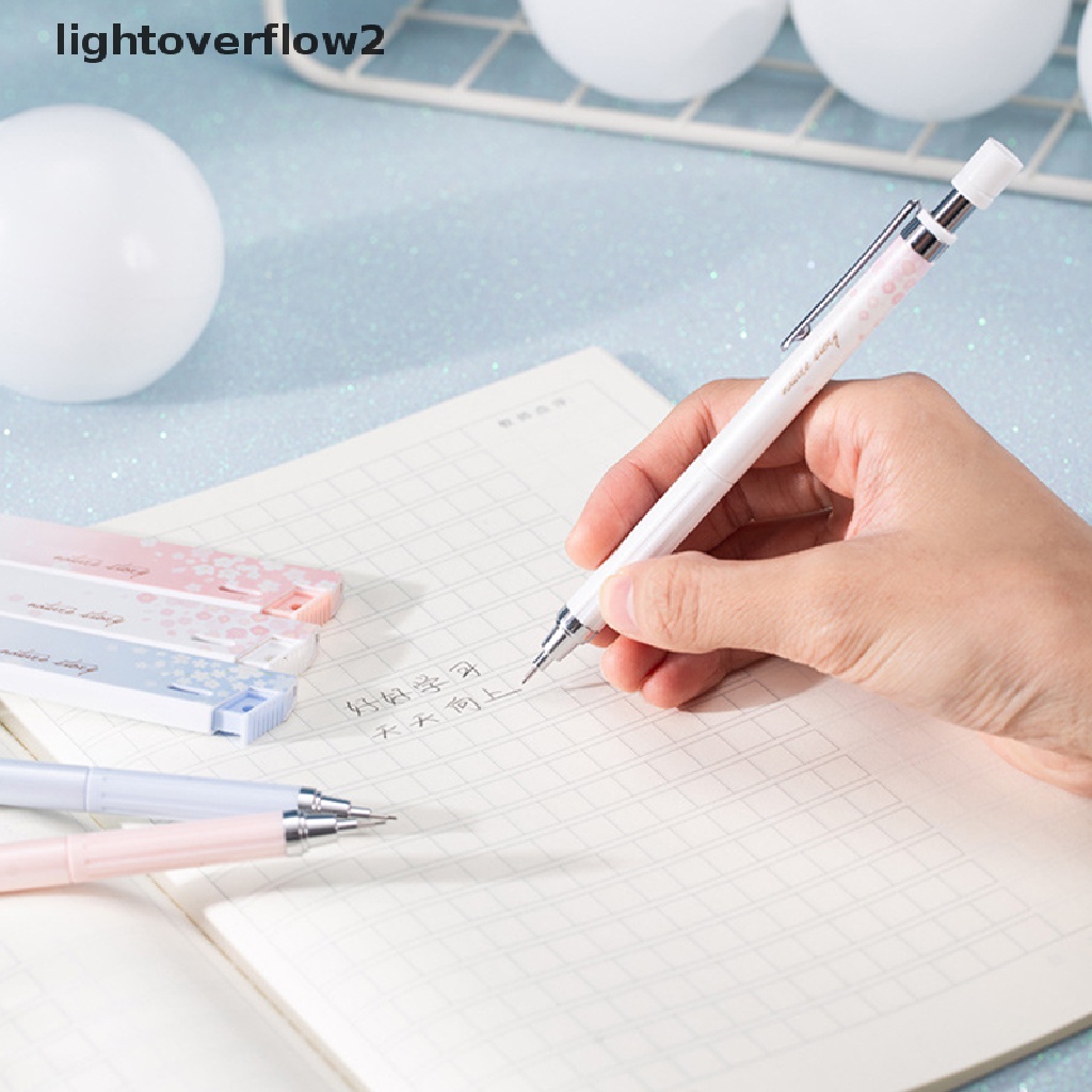 (lightoverflow2) 6pcs / set Pensil Mekanik 0.5mm Motif Bunga Sakura Dengan Isi Ulang