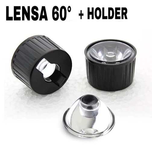 Lensa + Holder 60 derajat Housing Bracket High Power LED 1W 3W 5W Dudukan Lampu 1 Watt