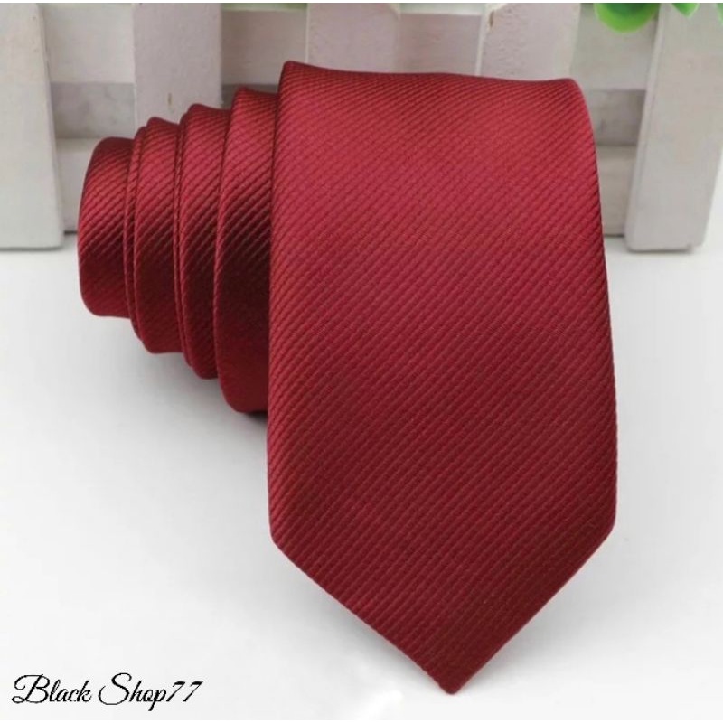 Dasi Kantor Dasi Pria Dasi Motif Salur Halus Merah Maroon 3 Inchi 8 Cm