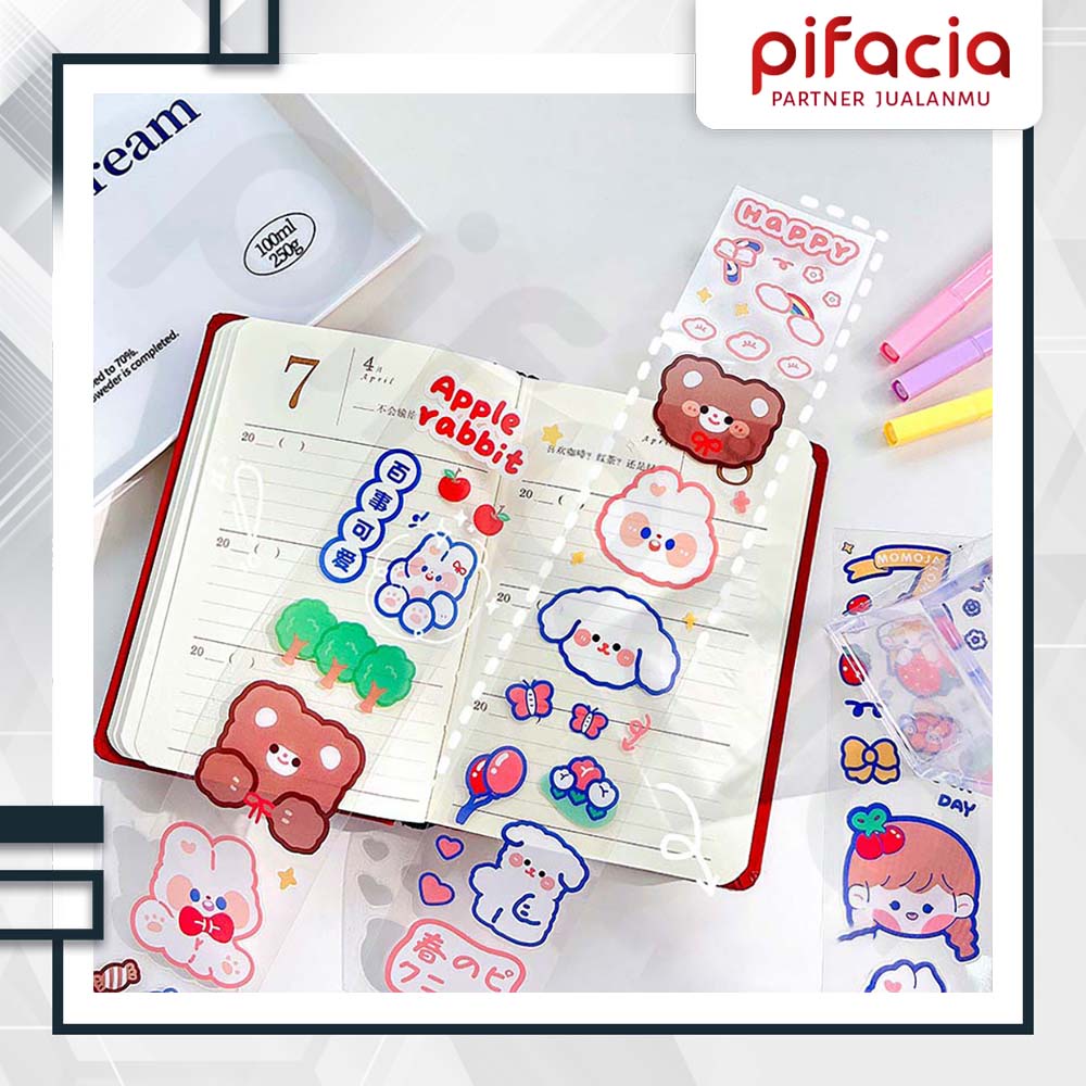 

PIFACIA Sticker Decoration Panjang Cartoon Book Journal Diary Scrapbook Botol Box Laptop Lucu