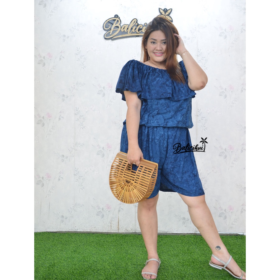 Balicihui Jumpsuit Sabrina Jumbo Jumpsuit Pendek Jumpsuit Wanita Jumpsuit Plus Size Bigsize 4XL