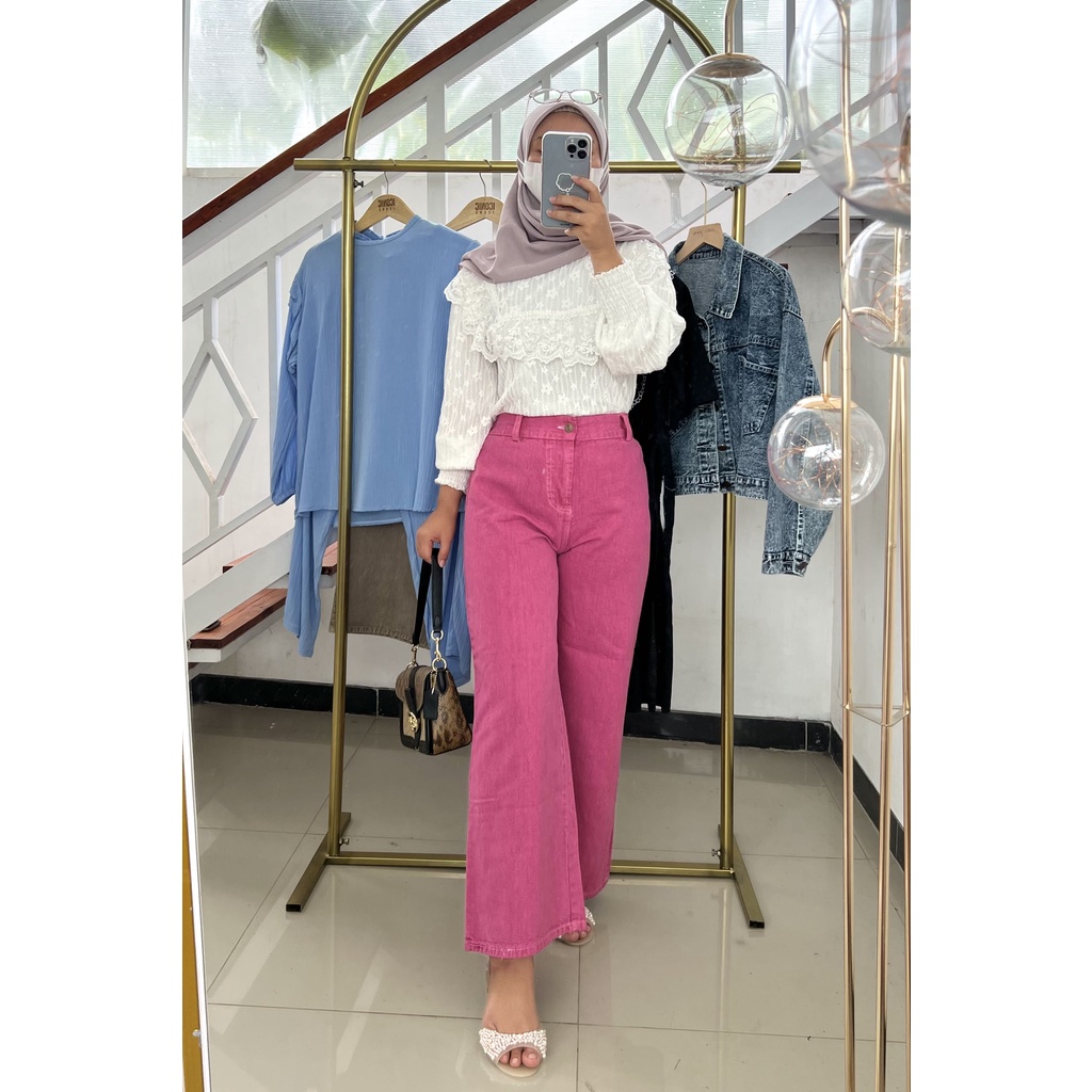 MOZZA JEANS KULOT PINK SERIES/ kulot jeans fuschia peach