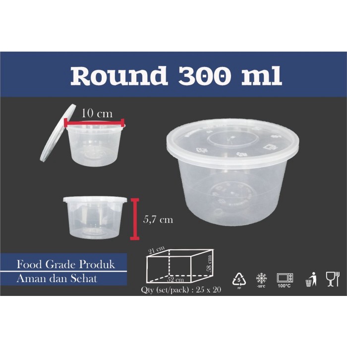 Mangkuk Plastik 300Ml 500PcsBowl/Kotak Makan/Thinwall/Cup Pdg