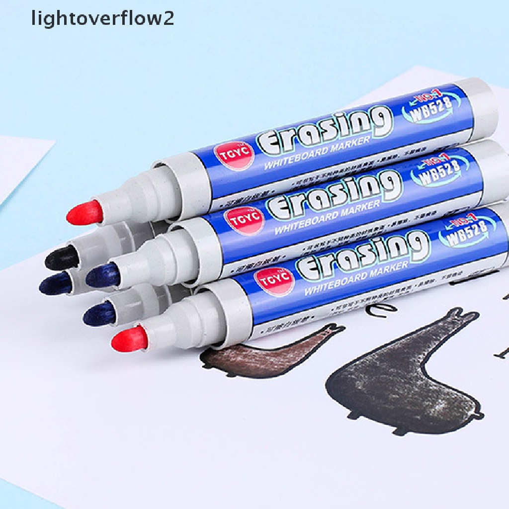 (lightoverflow2) 5 Pcs Spidol Papan Tulis Hitam Bisa Dihapus Untuk Kantor