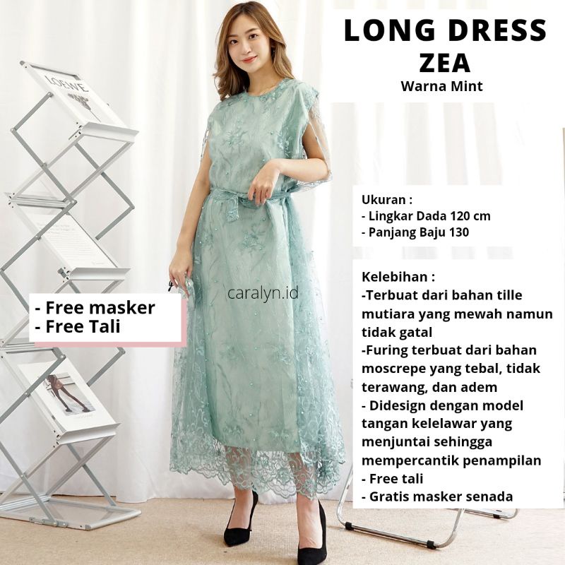 longdress brukat tille bordir mutiara dress ZEA