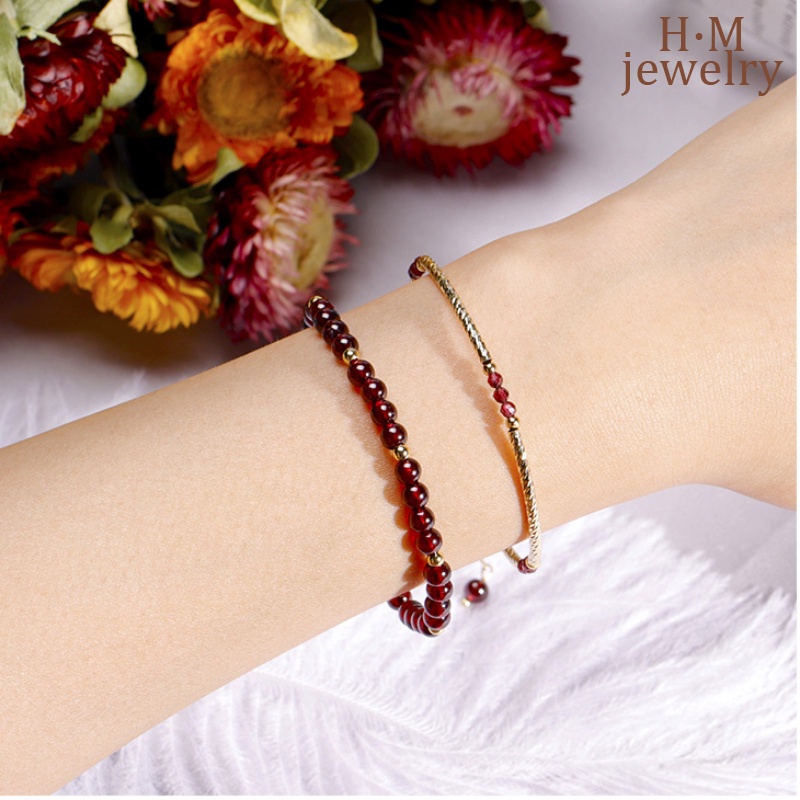 Set Gelang Kristal Garnet