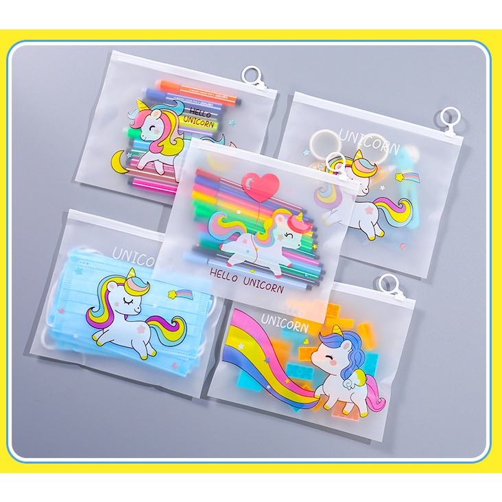 

Pouch Zip Lock Kosmetik Transparan Motif Kaktus Tas Kosmetik Karakter Unicorn ZipLock Plastik Zipper Lock Alat Tulis