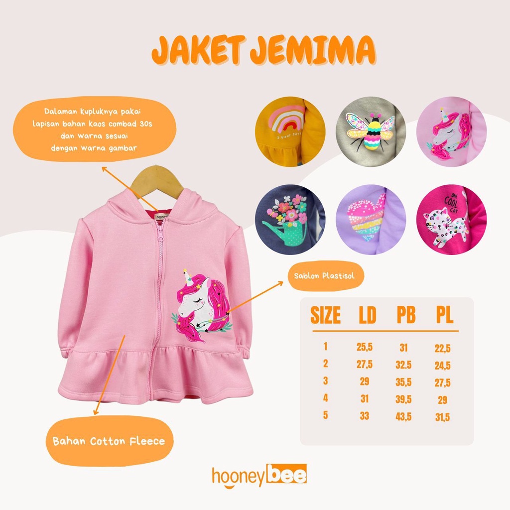 Jaket Jemima 1-5 Tahun Anak Perempuan Nyaman Fashion Smilee CBKS