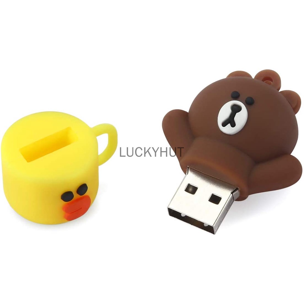 Pendrive 64GB 1GB 8GB 16GB 32GB 64GB Pendrives 1TB 2TB USB Putih Bentuk Beruang Coklat