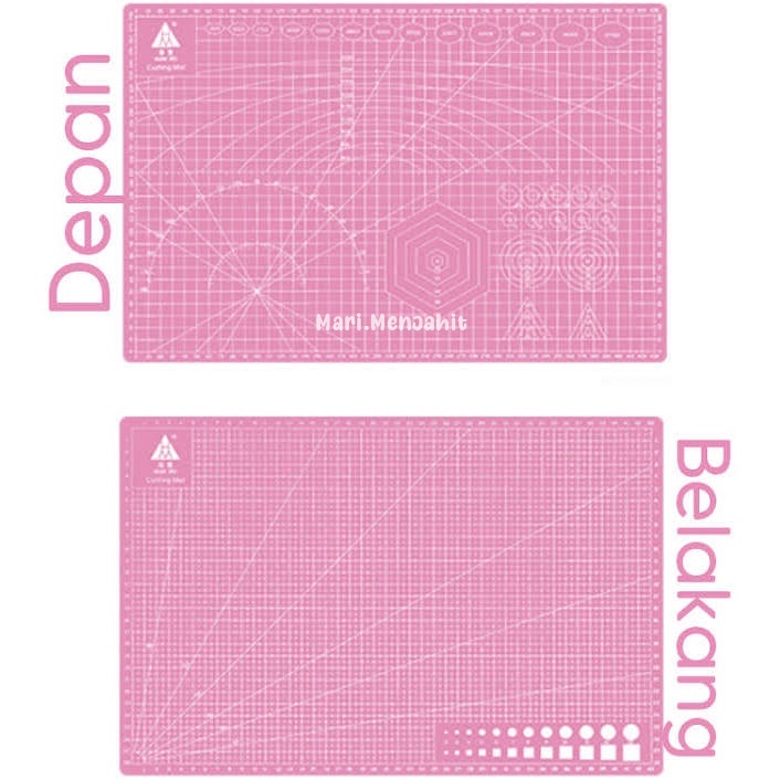 PAKET COMBO A3 Hijau / Pink - PVC Cutting Mat / Cutting Pad / Alas Potong A3 + Pen Cutter