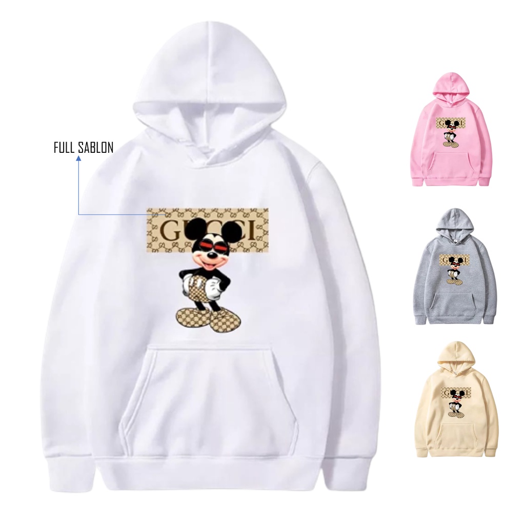 {mickey mouse} Hoodie Sweater Pria Guchi Mickey Mouse Terbaru