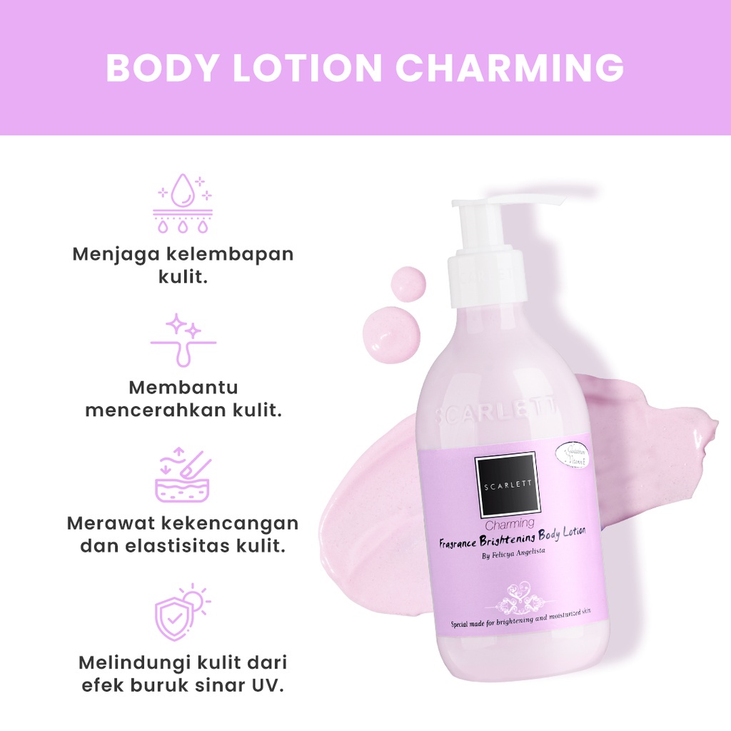 Rumah Cantik 354 Medan Scarlett Whitening Body Lotion Charming Original BPOM COD