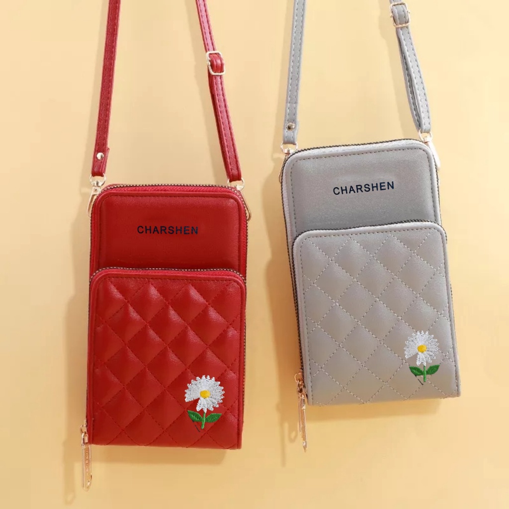 DOMPET HP SELEMPANG WANITA KOREA IMPORT CIDICA / TAS WANITA SLING BAG KULIT PESTA - C-008A