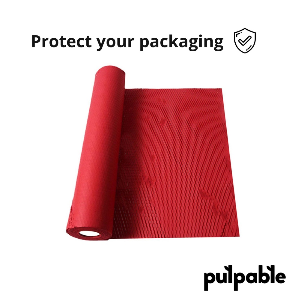 

[5M & 10M] Red Honeycomb Paper Wrap merah - Eco Friendly Packaging 5 meter & 10 meter roll Pulpable Indonesia