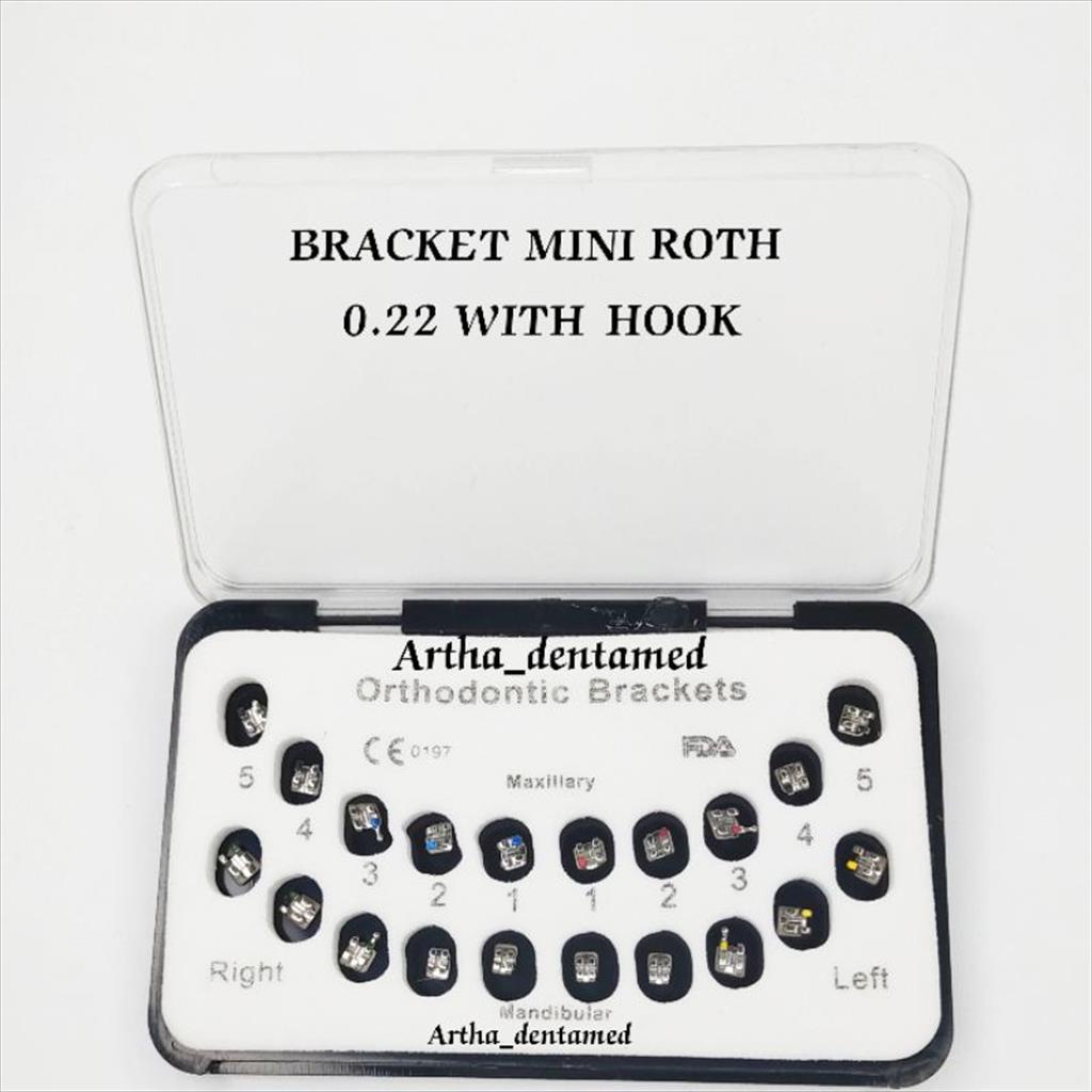 BRACKET MINI ROTH 0.22 WITH HOOK / ORTHODONTIC BRACKETS METAL ( MR)