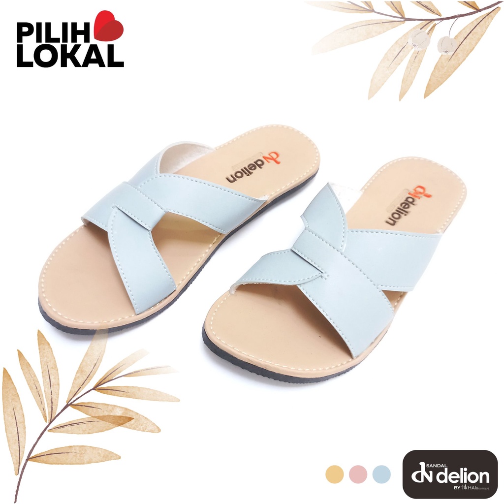 Sandal Kulit Wanita Dewasa Slop Casual Santai Empuk Nyaman Anti Licin Flat Sol Karet Nonslip Murah Terbaru Sendal Slide Teplek Lentur Selop Cewek Remaja Kekinian Warna Pastel Sandak Cewe Slip On Perempuan Jumbo Lucu Ringan (1 Kg = 3 Pasang) Awet Tahan Air