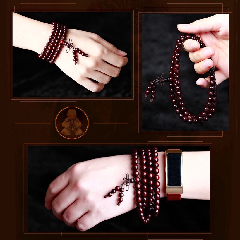 Gelang 108 Manik-Manik Kayu Cendana Alami Ukuran 6mm Untuk Meditasi Buddha