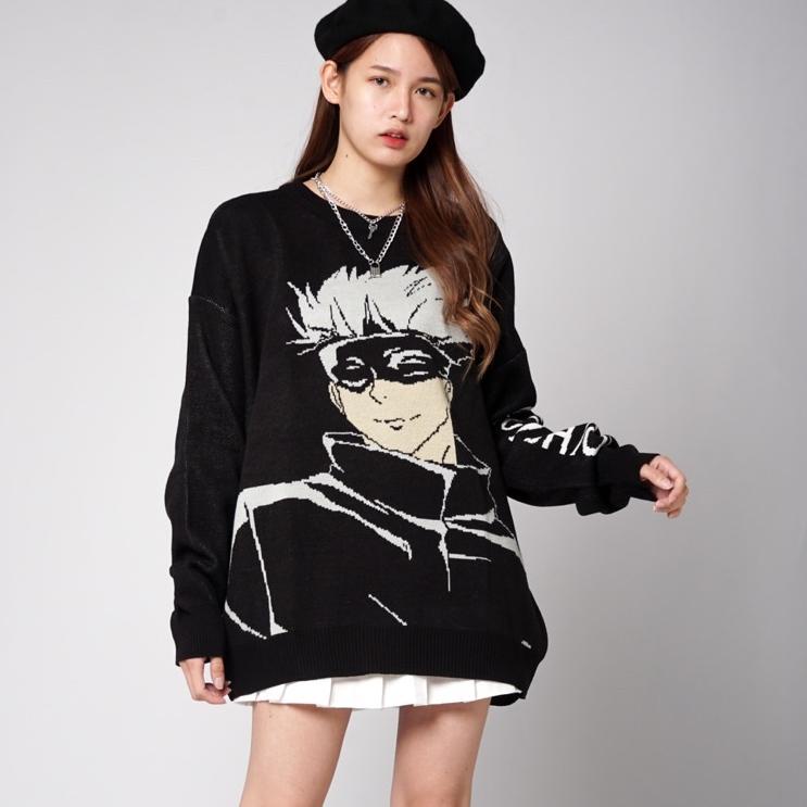 ARTk9K4w--Stiego-Gojo Satoru Two Jujutsu kaisen Sweater Knit Streetwear Vintage Knitting Sweater Ani