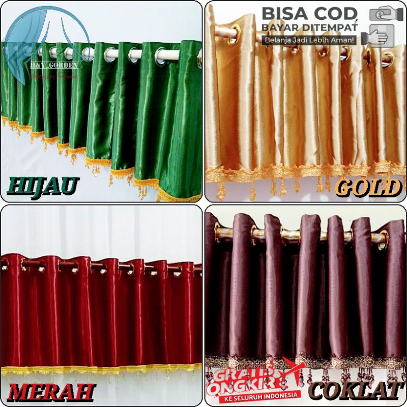 Gorden Poni Mewah Rumbai Atas Pintu / Loster Pendek 12 Ring