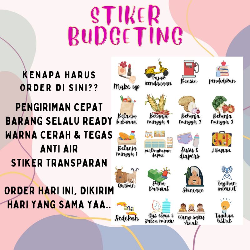

STIKER BUDGETING STIKER TRANSPARAN STIKER DANA BULANAN STIKER WATERPROOF