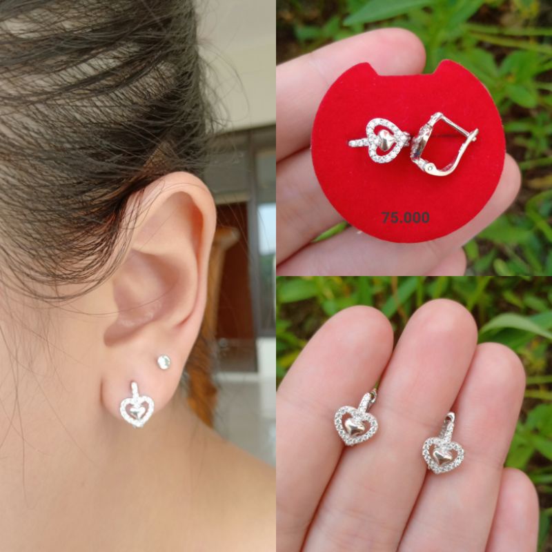 ANTING JEPIT LOVE CORR MP / ANTING PERAK ASLI SILVER 925 LAPIS EMAS /ANTING FASHION WANITA TERBARU