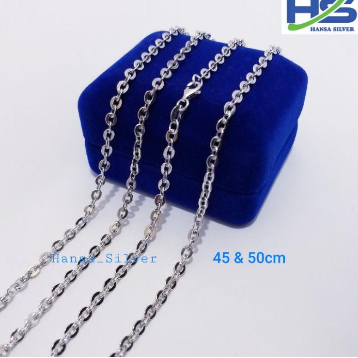 Super Shipment KALUNG PERAK PRIA WANITA SILVER ASLI 925 LAPIS EMAS PUTIH RANTAI NORI KOPONG POLOS