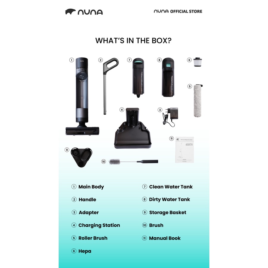 NUNA MatePro 70 Cordless Wet Dry Sterilisation Vacuum Cleaner
