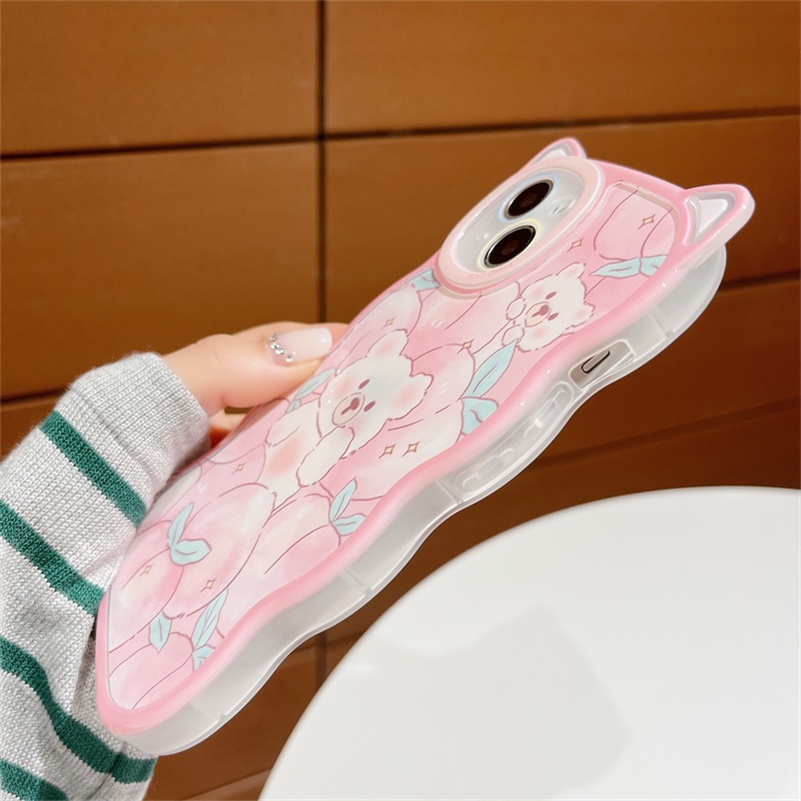 Soft Case Silikon Motif Strawberry Kelinci Untuk Iphone 14 13 12 11 Pro Max X Xr Xs Max 8 7 6 6s Plus SE 2020