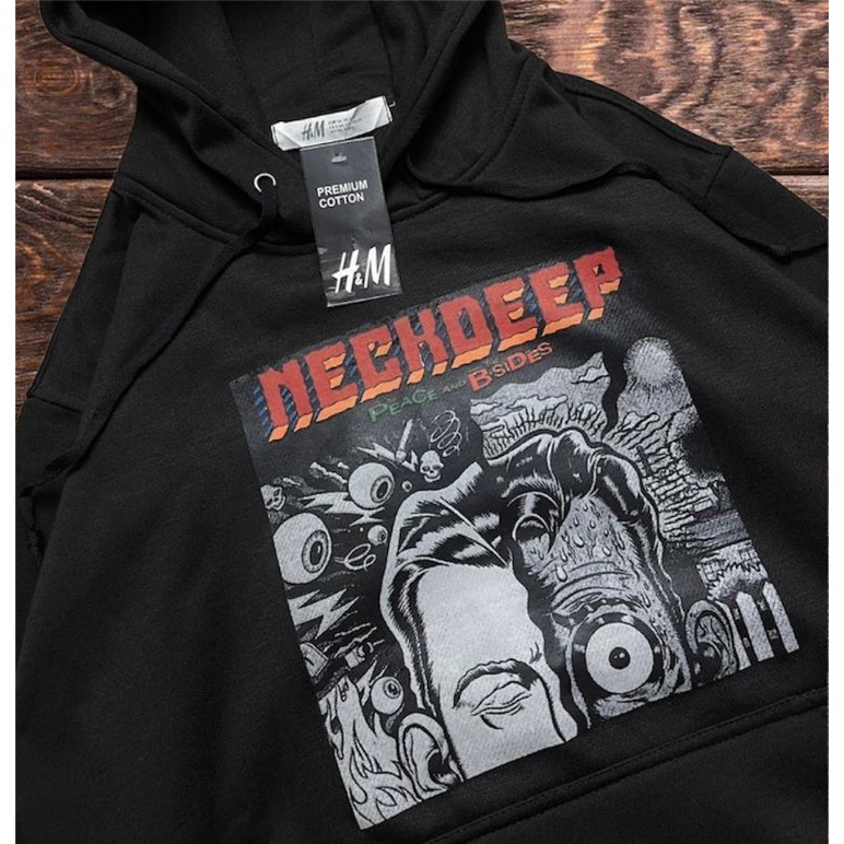 HOODIE NECKDEEP H&amp;M BLACK FULL TAG LABEL CASUAL HYPE FASHION PRIA