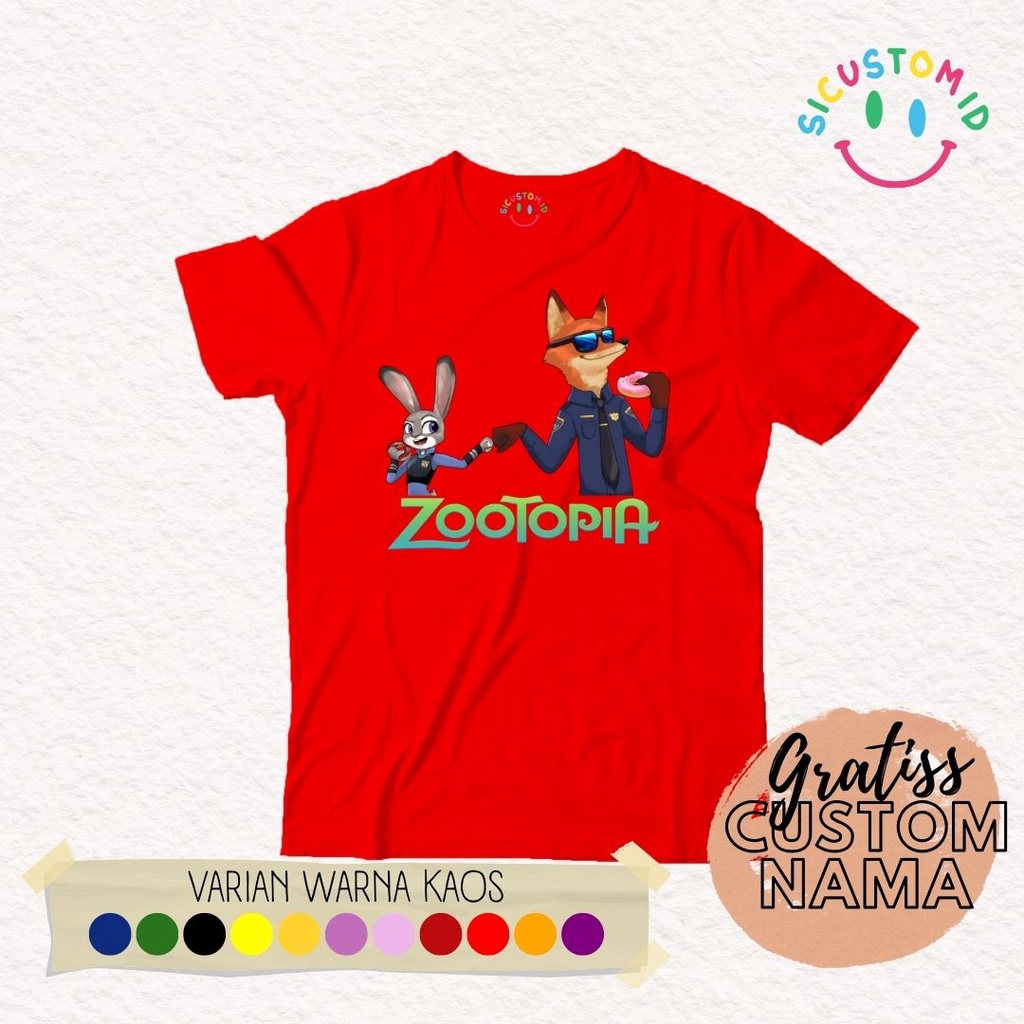 BAJU Kaos COUPLE ANAK DAN DEWASA ZOOTOPIA ZOO TOPIA BANYAK MOTIF