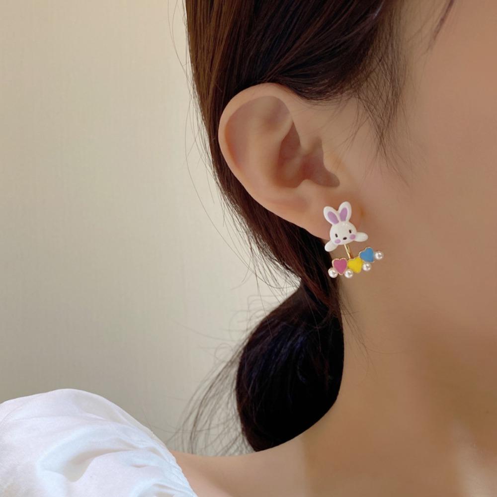 NEEDWAY Needway Anting Perempuan Temperamen Trendi Kelinci Mewah Prancis Vintage Menjuntai Anting