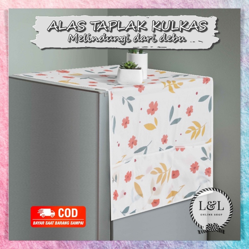 Cover Penutup Kulkas Waterproof Kain Tutup Kulkas Karakter Taplak Kulkas Anti Air Refrigerator Dust Cover