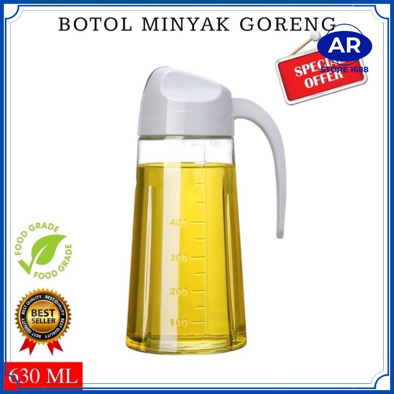 AR-Botol kaca / tempat minyak goreng &amp; kecap multi fungsi anti tumpah 630ml