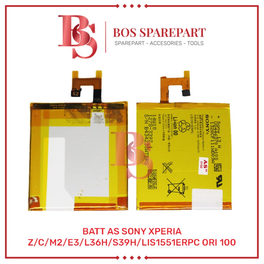 BATTERY AS SONY XPERIA Z/C/M2/E3/L36H/S39H/LIS1551ERPC ORI 100 / BATERAI / BATRE