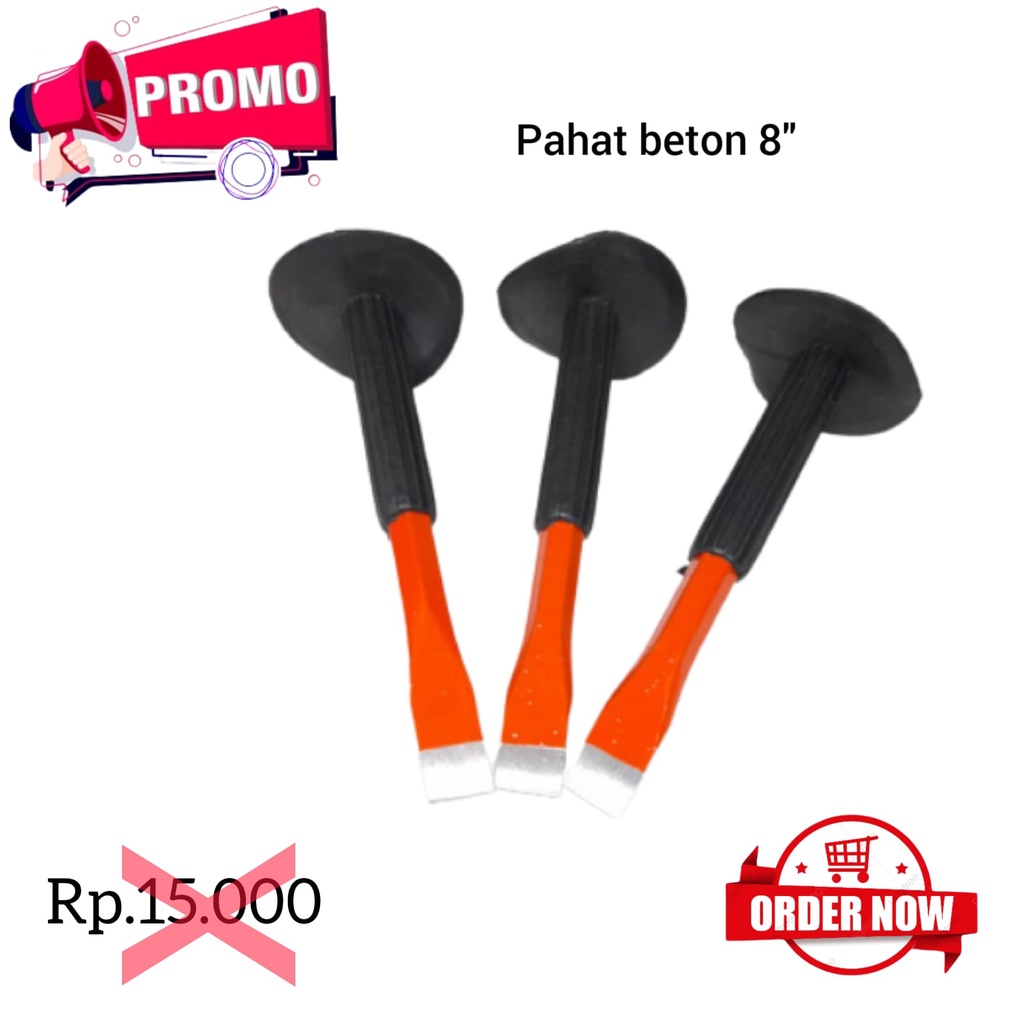 Pahat Beton Topi Betel Lancip Topi Karet 8 inch Pahat Perkakas Tukang Bangunan Ujung Flat Gepeng Taj